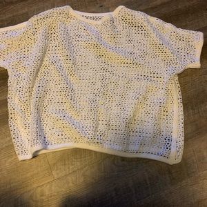 Open weave 100% cotton One Size swim cover up, or crop top over a camisole White